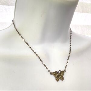 STEVE MADDEN Butterfly Necklace Gunmetal Chain
